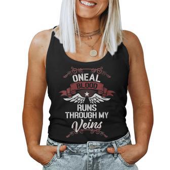 Women's Oneal Blood Runs Through Myeins Last Name Family Tank Top Frauen - Geschenkecke