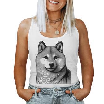 Dog Fingerprint Shiba Inu Dad Mom Gray Tank Top Frauen - Geschenkecke