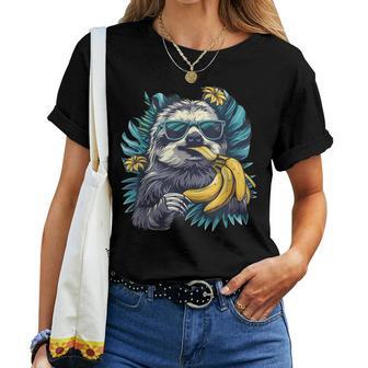 Banana Sloth Wildlife Sunglasses Portrait Banana Fruit T-shirt Frauen - Geschenkecke