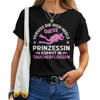 Women's Diese Prinzessin Kommt In Diving Fins Sports Diving S T-shirt Frauen - Geschenkecke