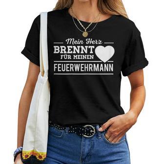 Women's Mein Herz Brennt Für Meinen Fireman Fire Brigade T-shirt Frauen - Geschenkecke