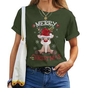 Merry Christmas Reindeer Xmas Family Women Women T-shirt - Thegiftio UK