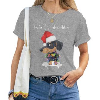 Christmas Outfit Women's Christmas Hat Dog Dachshund T-shirt Frauen - Geschenkecke