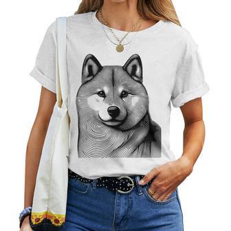 Dog Fingerprint Shiba Inu Dad Mom Gray T-shirt Frauen - Geschenkecke