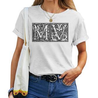 Mv Initials M Name Surname Onomastics Onomatology Gray T-shirt Frauen - Geschenkecke