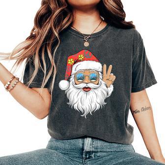 Groovy Santa Hippie Peace Christmas Girls Xmas Hippie Women's Oversized Comfort T-Shirt - Thegiftio UK