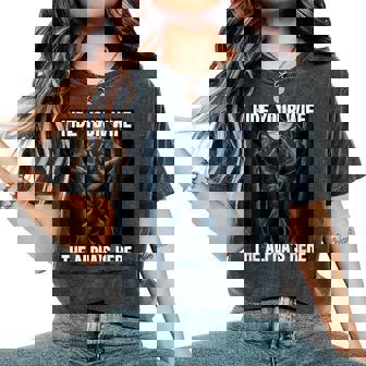 Hide Your Wife The Alpha's Here Wolf Howling Meme Women's Oversized Comfort T-Shirt - Seseable