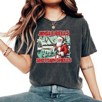 Jingle Bells Santa Christmas Duck Hunting Costume Men Women's Oversized Comfort T-Shirt - Thegiftio UK