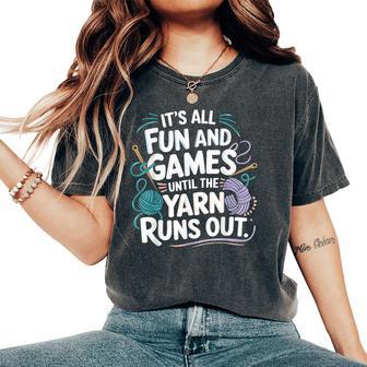 Mom Knitting Joke Yarn Crochet Lover Knitting Women's Oversized Comfort T-Shirt - Monsterry