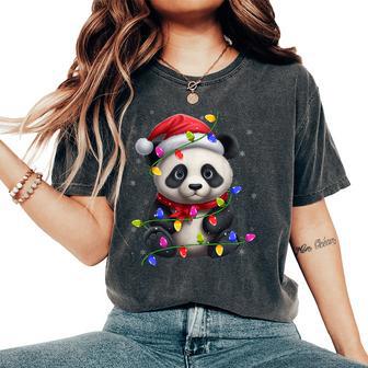 Panda Xmas Lighting Family Santa Panda Christmas Women's Oversized Comfort T-Shirt - Thegiftio UK