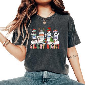 Retro Silent Night Icu Nurse Christmas Women's Oversized Comfort T-Shirt - Thegiftio UK