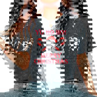 Santa Pirat Holiday Pirate Christmas Candy Canes Women's Oversized Comfort Colors T-Shirt - Monsterry