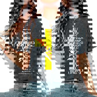 I Can Do All Things Through Christ Softball Christian Bible Women's Oversized Comfort T-Shirt - Monsterry