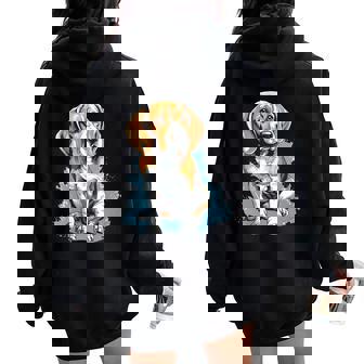 Adorable Beagle Pet Portraits Capture Puppy Love Women Oversized Hoodie Back Print - Monsterry