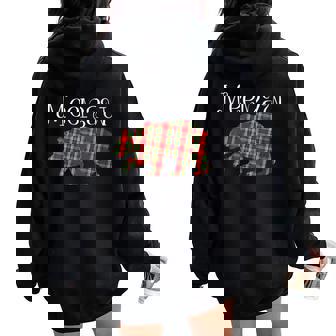 Buffalo Plaid Christmas Meemaw Bear Xmas Family Matching Women Oversized Hoodie Back Print - Monsterry