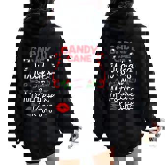 Candy Cane Wishes And Mistletoe Kisses Christmas Costume Women Oversized Hoodie Back Print - Monsterry