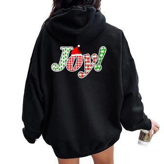 Christmas Joy With Santa Claus Hat And Snowflakes Gift Women Oversized Hoodie Back Print - Monsterry