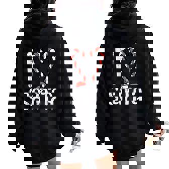 Christmas I Love Heart Santa Candy Cane Xmas Women Kids Men Women Oversized Hoodie Back Print - Monsterry