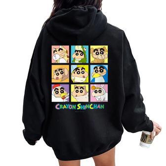 Crayon Shin-Chan Transformation Animal Series Women Oversized Hoodie Back Print - Monsterry
