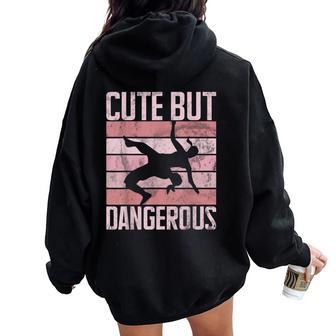 Cute But Dangerous Wrestle Wrestling Wrestler Girl Grappling Women Oversized Hoodie Back Print | Seseable UK