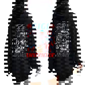 Gigi Of The Little Firecracker 4th Of July Birthday Party Women Oversized Hoodie Back Print - Monsterry