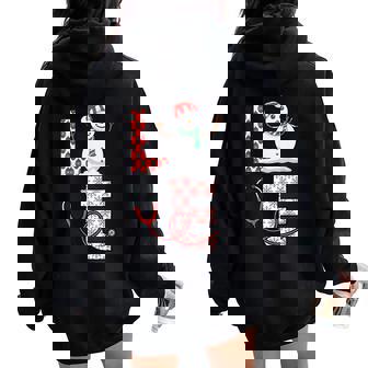 Love Nurse Christmas Cute Snowman X-Mas Pajama RN Nursing Women Oversized Hoodie Back Print - Monsterry