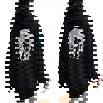 Snowboard Full Moon Cool Snowboarding Instructor Snowboarder Women Oversized Hoodie Back Print - Monsterry