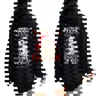 Tattoo 'Santa's Got Ink' Women Oversized Hoodie Back Print - Monsterry
