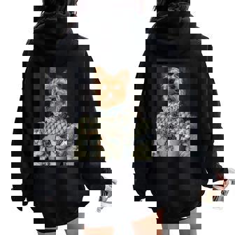 Yorkshire Terrier Dog Renaissance Pet Portrait Medieval Women Oversized Hoodie Back Print - Monsterry