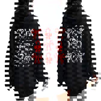 Candy Cane Christmas Coquette Holiday Christmas Women Women Oversized Hoodie Back Print - Thegiftio UK