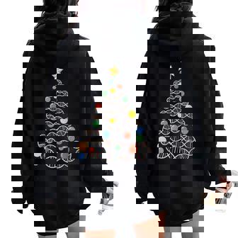 Dna Helix Christmas Tree Scientist Biology Science Teacher Women Oversized Hoodie Back Print - Seseable