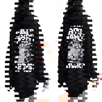 Santa's Favorite Hot Mess Raccoon Christmas Xmas Women Women Oversized Hoodie Back Print | Mazezy