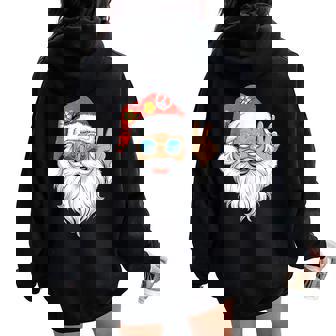 Groovy Santa Hippie Peace Christmas Girls Xmas Hippie Women Oversized Hoodie Back Print - Thegiftio UK