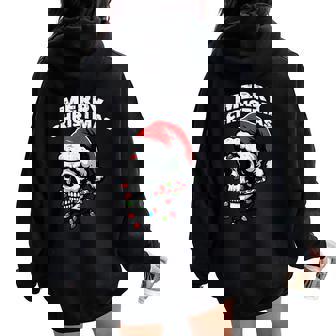 Merry Christmas Skull Santa Xmas Skeleton Head Kid Women Oversized Hoodie Back Print - Thegiftio
