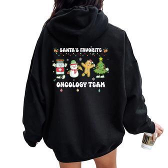Oncology Christmas Crew Chemotherapy Nurse Techs Np Can Women Oversized Hoodie Back Print - Thegiftio UK
