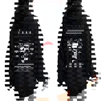 Hail Santa Satanic Christmas Sweater Xmas Skull Gothic Women Oversized Hoodie Back Print - Monsterry
