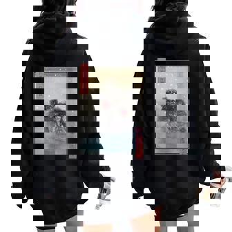 Japanese Macaque Monkeys In Snow Women Oversized Hoodie Back Print - Monsterry