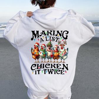 Making A List Chicken It Twice Christmas Xmas Chicken Women Oversized Hoodie Back Print - Thegiftio UK
