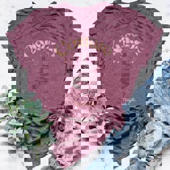 Mystical Cosmic Snake And Flowers Graphic Women's Heather T-Shirt - Monsterry