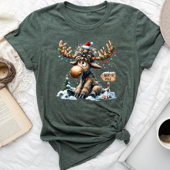 Adorable Christmas Moose Merry Christmoose Women Bella Canvas T-shirt - Thegiftio UK