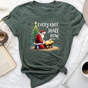 Every Knee Shall Bow Jesus Christian Santa Xmas Christmas Bella Canvas T-shirt - Thegiftio UK