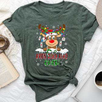 Peds Nurse Boo Crew Reindeer Nurse Buffalo Plaid Christmas Bella Canvas T-shirt | Seseable UK
