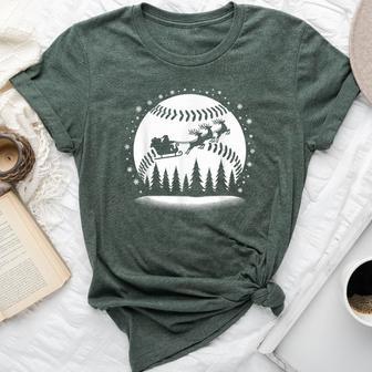 Santa Claus Sleigh Night Moon Christmas Baseball Mens Bella Canvas T-shirt - Thegiftio UK