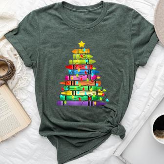 Teacher Crayon Christmas Tree Lights Student School Xmas Bella Canvas T-shirt - Thegiftio UK