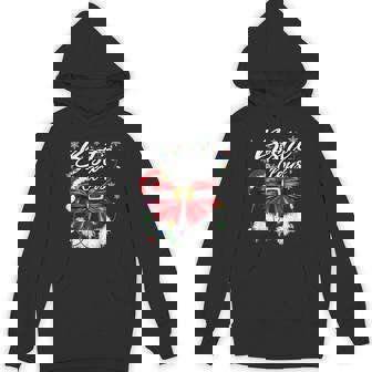 Bestie Claus Couples Santa Hat Candy Christmas Lights Pajama Unisex Hoodie - Monsterry