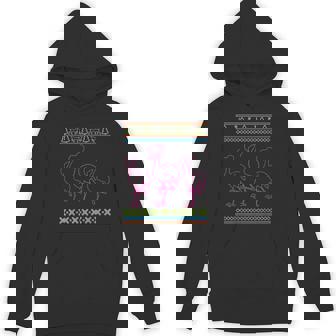 Christmas Ugly Sweater Flamingo Neon 80's Retro Unisex Hoodie - Monsterry