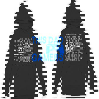 This Dad Is Busy Raising Gamers Gamer Game Controller Gaming Unisex Hoodie - Monsterry