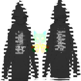 Galaxy Cat Pizza Slice Space Universe Trippy Cosmic Unisex Hoodie - Monsterry