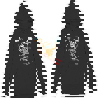 Kids Cute Monkey On Ski Is A Snow Powder Fan Unisex Hoodie - Monsterry