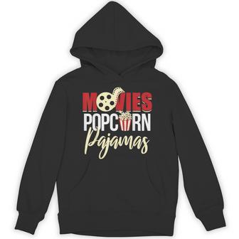 Movie Night Movie Pajama Party Movies Popcorn Pajamas Unisex Hoodie - Monsterry